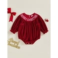 thumbnail image 6 of BemeyourBBs Baby Girl Christmas Romper Letter Embroidered Infant Winter Jumpsuit, 6 of 8
