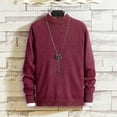 thumbnail image 3 of Knit Cable Mens Sweater Solid Pullover Sweater Woven Crewneck Knitted Tops Casual Long Sleeve Lightweight Knitwear, 3 of 4