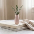 thumbnail image 6 of REGALWOVEN Modern Vase, Matte Ribbed Decorative Flower Vase for Desktop, Shelf & Bathroom, Minimalist Boho Home Decor Accent Pink 2.4"L x 2.4"W x 5.1"H, 6 of 7