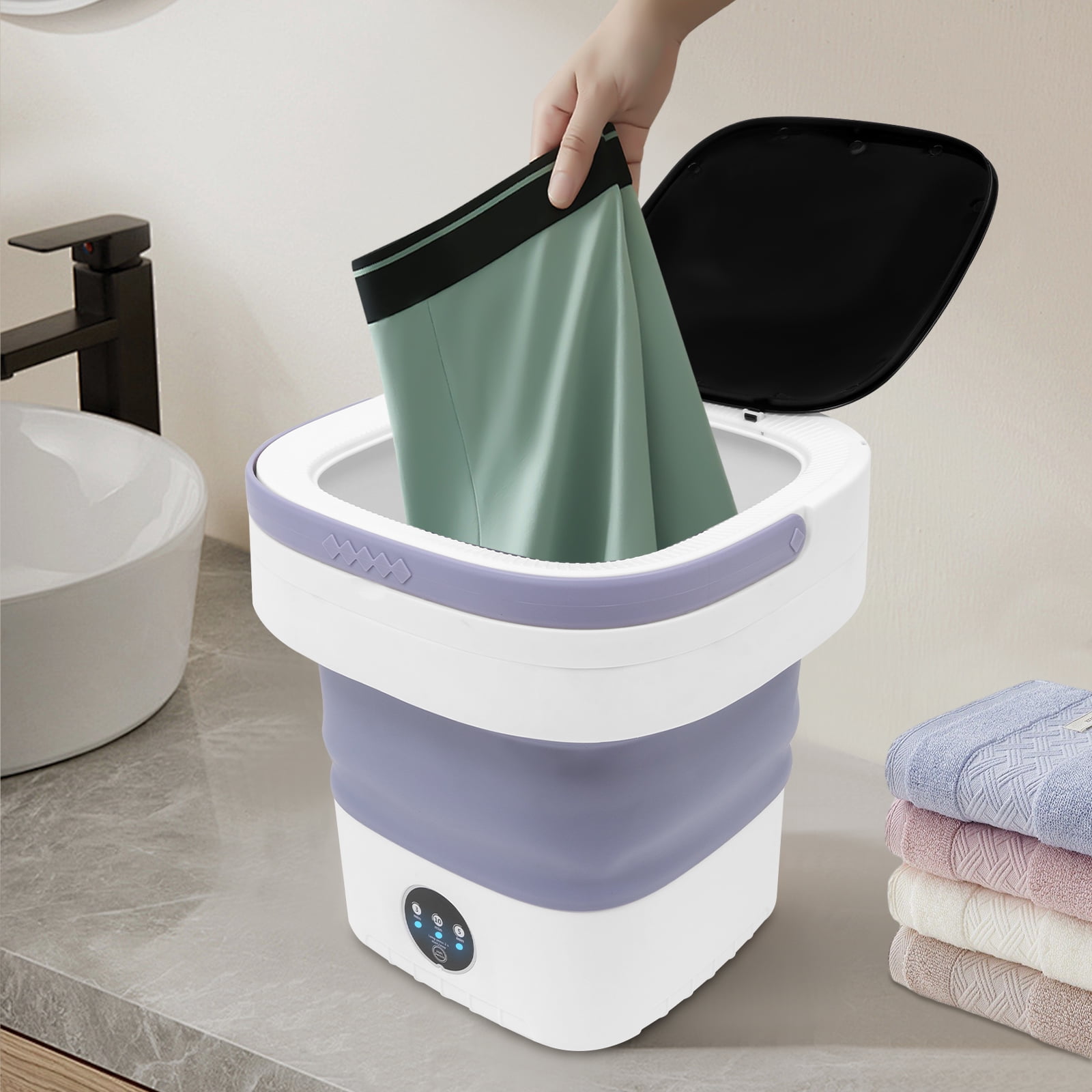 1 PCS Purple 30*30*33cm/11.8*11.8*13in Portable Washing Machine, Mini Foldable Washing Machine, Large Capacity Foldable Washing Machine