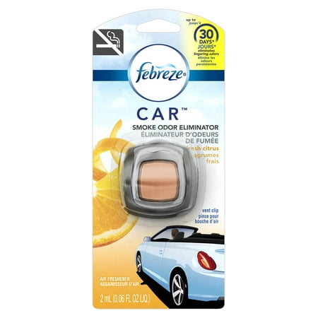Febreze CAR Air Freshener Smoke Odor Eliminator Fresh Citrus (1 Count, 0.06 (Best Febreze For Cigarette Smoke)