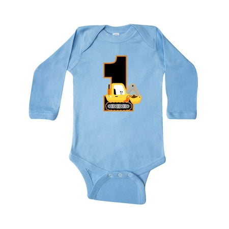 

Inktastic First Birthday Construction Truck 1 Year Old Gift Baby Boy Long Sleeve Bodysuit