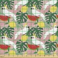 thumbnail image 2 of Ambesonne Summer Fabric by the Yard Upholstery, Cockatoo Parrot Watermelon, 5 Yards, Rose and Multicolor, 2 of 5