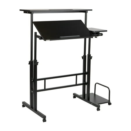 Mind Reader - 2 Tier Sit and Stand Desk XL - Black
