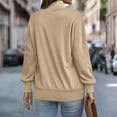 thumbnail image 4 of YDDIAN 1/4 Zip Pullover Women Y2k Vintage Fleece Pullover Sweatshirts No Hood Fall Casual Loose Comfort Hoodie with Pocket Khaki XXL, 4 of 5