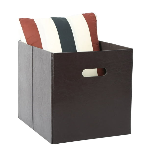 Tidy Living Faux Leather Cube Storage, Cube Organizer Collapsible