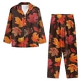 thumbnail image 5 of Garronmavis Maple Leaves Womens Pajamas Sets Loungewear Cozy Notch Collar Top and Pants Sleep Set Classic Button Down Pjs Soft Casual Lounge Sets, 5 of 7
