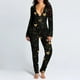 thumbnail image 4 of Pijama de Halloween para mujer, Pelele con estampado de amor, funcional, abotonado, con solapa en el trasero, para adultos, cálido, ropa de dormir completa, 4 of 4