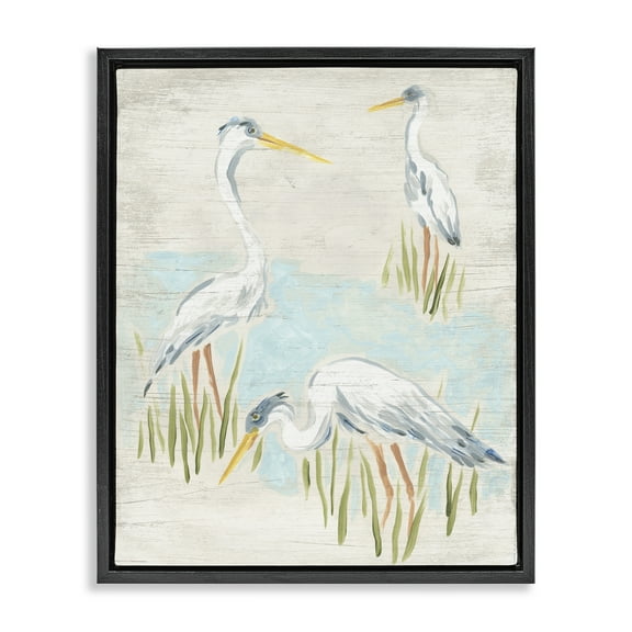 Stupell Industries Nautical Heron Trio Animals & Insects Painting Black Floater Framed Canvas Art Print Wall Art, 17 x 21