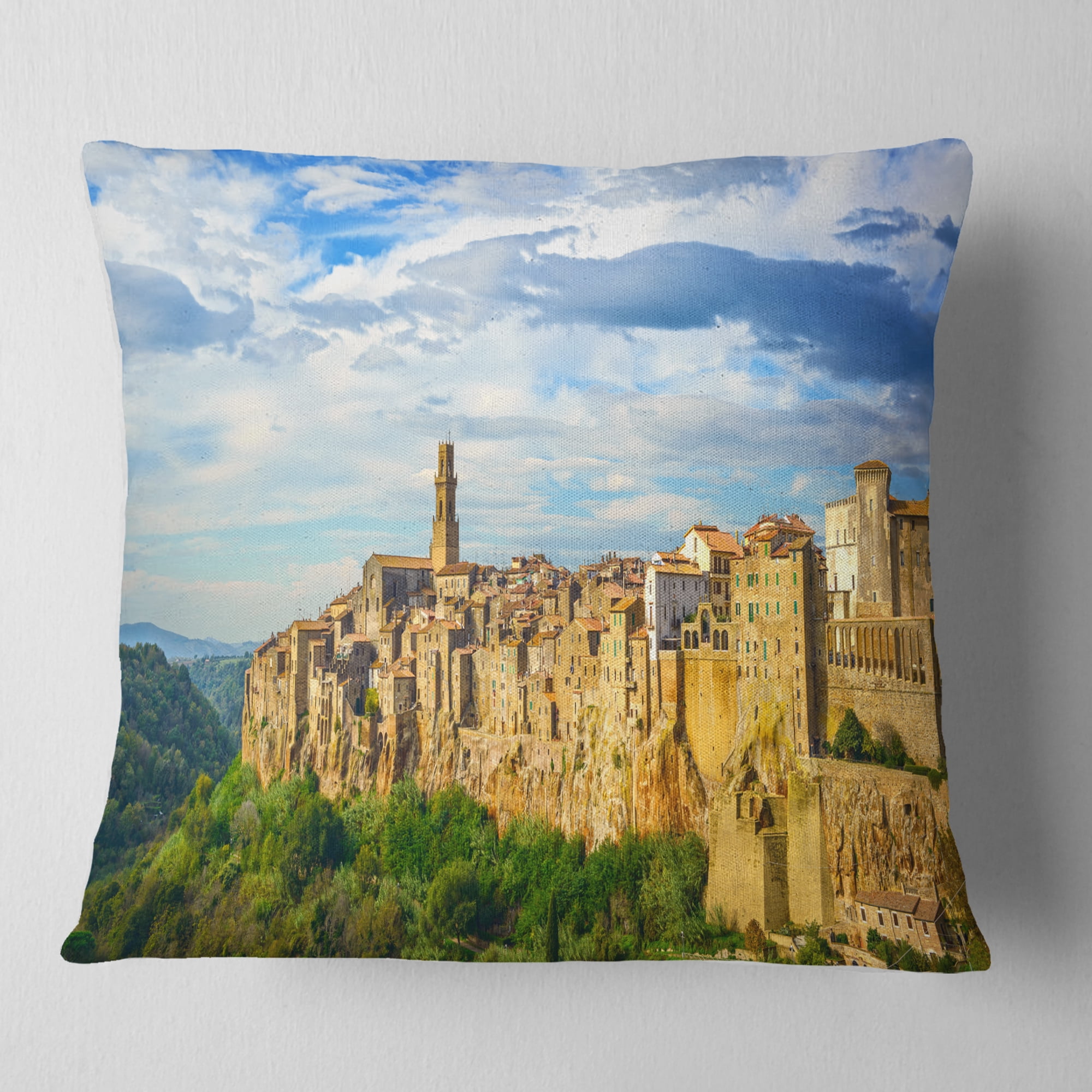 Designart Tuscany Pitigliano Medieval Village - Photography Throw Pillow - 18x18