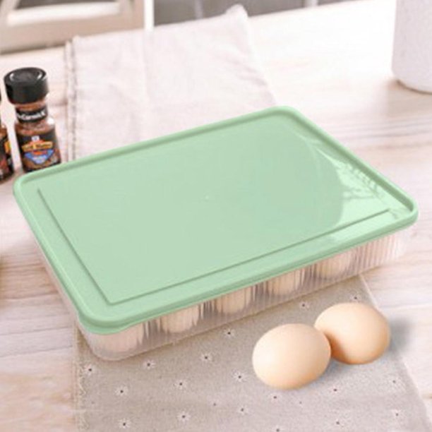 Bandeja De Huevos Caja de almacenamiento de huevos de 24 rejillas Soporte para huevos de albóndigas de refrigerador (verde claro) Wdftyju Libre de BPA
