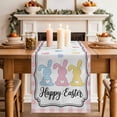 thumbnail image 2 of Table Runner 48 Inches Long for Kitchen Dining, Colorful Rabbits Dresser Scarf Farmhouse, Dining Table Decorations for Wedding/Parties, Happy Easter Cartoon Animal Pink Plaid 13 x 48 In, 2 of 8