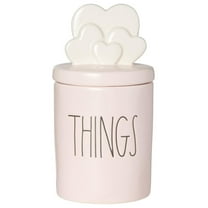 Valentines Canister Ceramic - Pink Kitchen Storage Container with Lid - Heart Design for Countertop, Bathroom, or Office Organization - Decorative Gift Idea