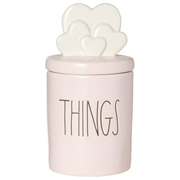 Valentines Canister Ceramic - Pink Kitchen Storage Container with Lid - Heart Design for Countertop, Bathroom, or Office Organization - Decorative Gift Idea