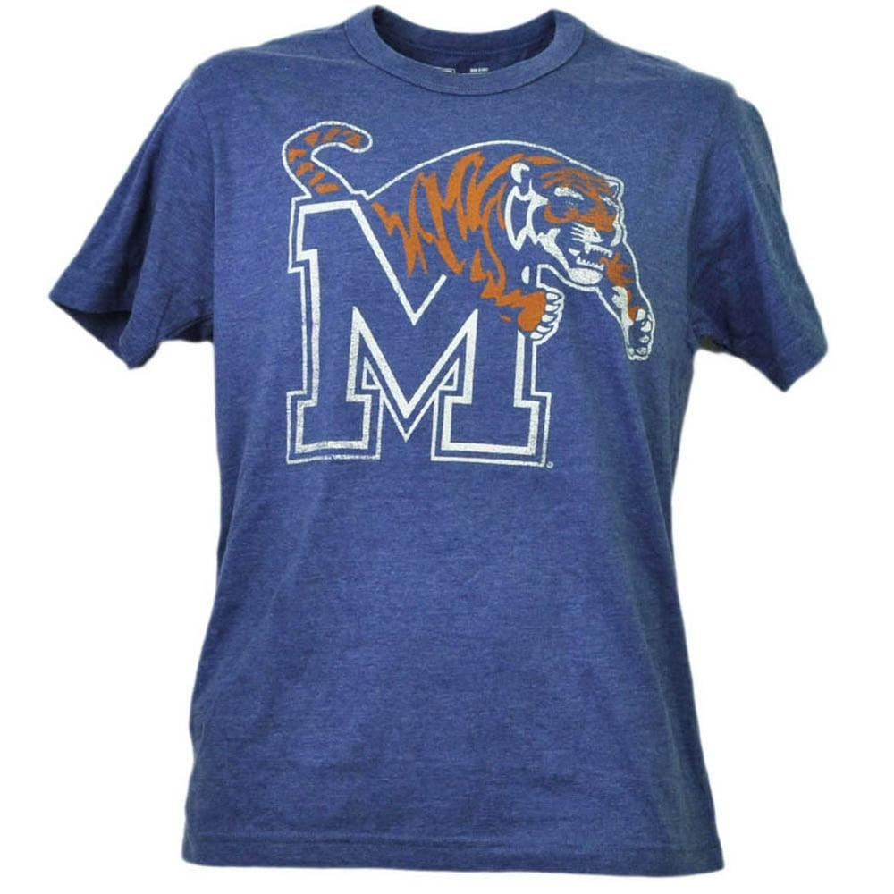 Tee Shirt University NCAA Memphis Tigers Distressed Logo Blue Mens