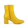 thumbnail image 3 of Unique Bargains Women's Square Toe Side Zip Block Heel Ankle Boots Yellow (Size 9.5), 3 of 7
