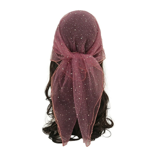 Women's Rhinestone Glitter Head Scarf 315 Inch Fashionable Bandana Sequins Hair Wrap Soft Shawl Lace Accessory