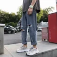 thumbnail image 3 of Pantalones vaqueros ajustados y recortados para hombre, con bolsillos, estilo coreano, Kpop Y2k, ropa de calle, invierno, 3 of 5