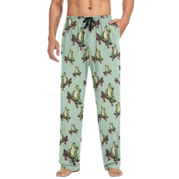 joogoo Men's Pajama Pants Frogs on Skateboards Soft Long Sleep Lounge Pjs Bottoms L