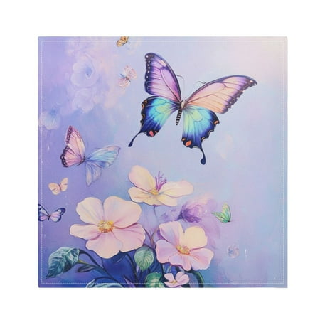 

Napkin Satin Napkin 20*20Inchx6 Kitchen Towel Dinner Plate Towel Decorative Towel Napkin Tea Towel Suitable For Kitchen Table Light Purple Rainbow Butterfly