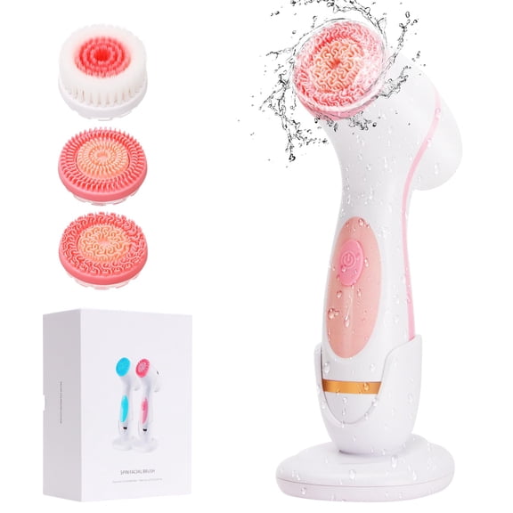 Facial Cleansing Brush - Waterproof Electric Face Scrubber with 3 Brush Heads, 2 Speeds, Exfoliating & Pore Cleanse, Rechargeable Skincare Device for Deep Pore Cleaning