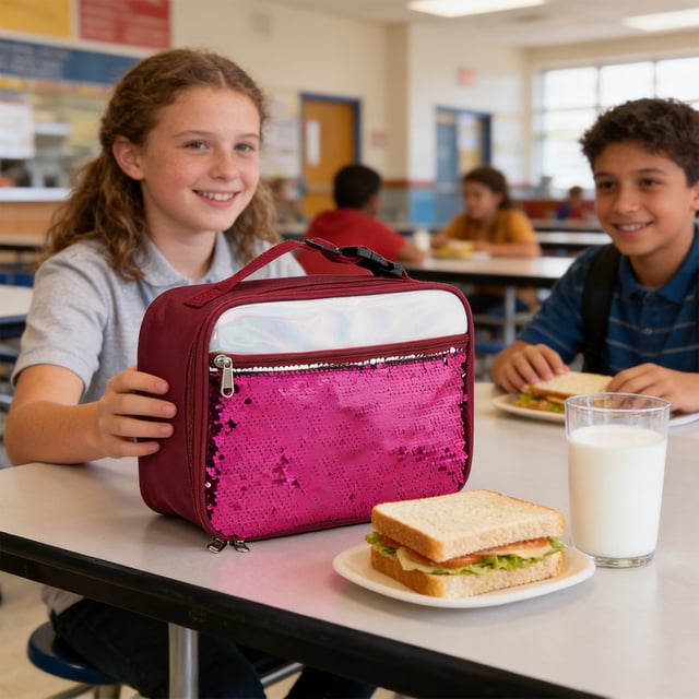 Dvkptbk insulated lunch bag Fashionable Outdoor Hand Sequin Lunch Bag Modern Portable Insulated Picnic Lunch Box Bag