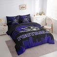thumbnail image 3 of jejeloiu American Rugby Sport 7pcs Bedding Comforter Set,Purple Football Helmet Queen Bedding Sets For Boys Teens Reversible, 3 of 8