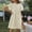 Beige, variant on Lilgiuy Summer Sales Fashion Women Casual Loose Solid Mesh Turtleneck Short Sleeve Long Dress