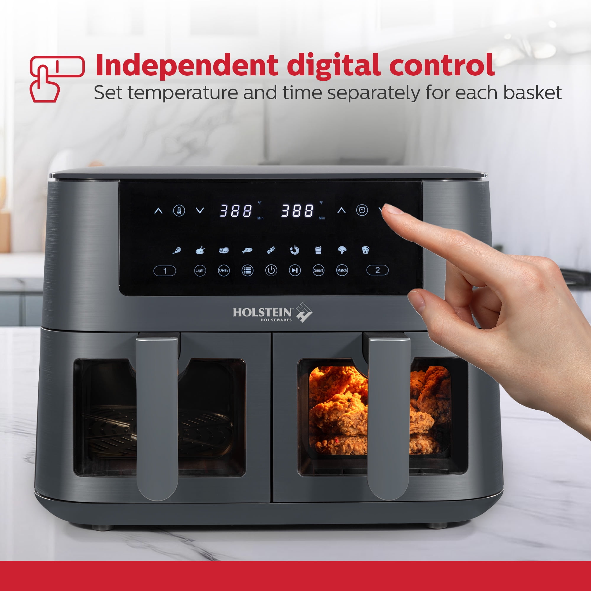 Holstein Housewares 8.4 QT Dual Basket Digital Air Fryer