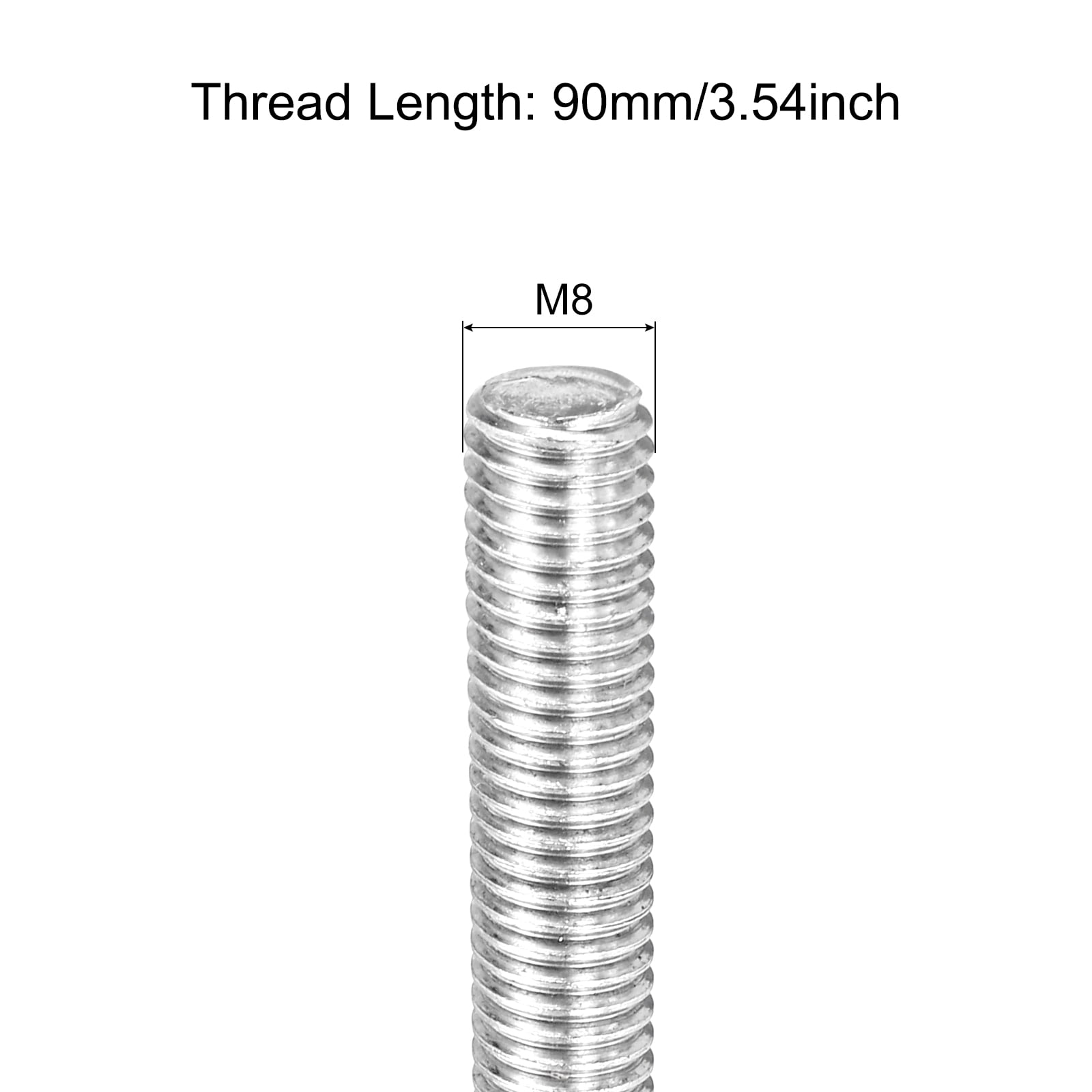 20Pack Fully Threaded Rod M8 x 90mm 1.25mm Thread Pitch 304 Stainless Steel Right Hand Threaded Rods Bar Studs