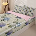 thumbnail image 2 of Manfei Chic Hydrangea Zipper Full Size Comforter Sets with Fitted Sheet and 2 Pillowcases, Garden Floral Zipper Bedding Set, Lavender Sky Blue Cream, 2 of 7