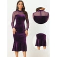 thumbnail image 2 of DARING DIVA Elegant Velvet Sheer Mesh Cocktail Dress L Dark Purple, 2 of 6