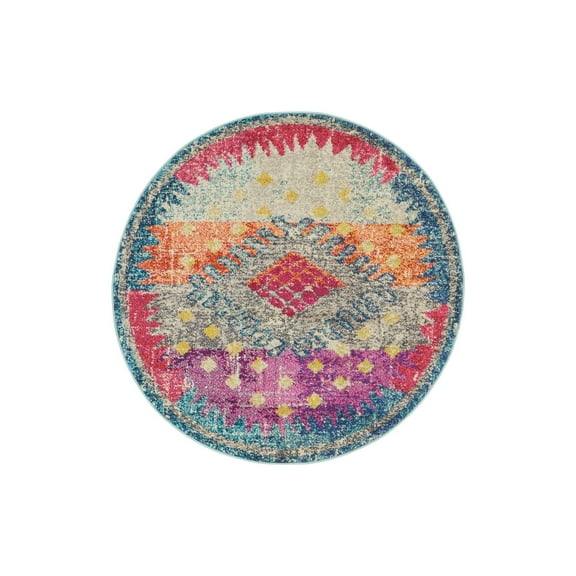 Unique Loom Vita Collection Area Rug - Matisse (4' 1" Round Multi/Blue)