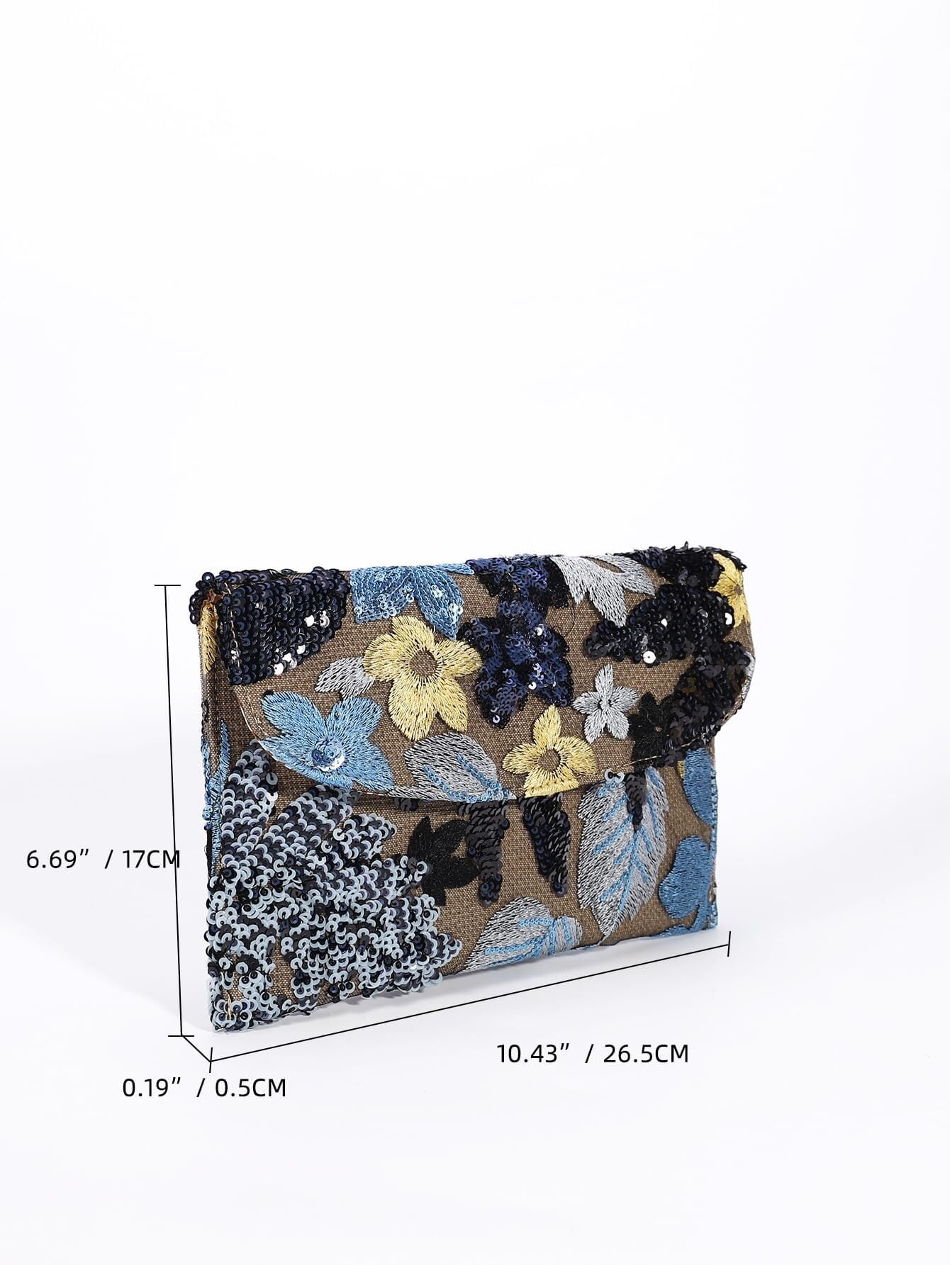 Women's Floral Embroidery Sequin Evening Clutch Bags Party Purses Beaded Evening Bag for Formal