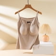 thumbnail image 2 of Tank Tops for Women Built in Bra Backless Basic Double Lined Summer Spaghetti Strap Sleeveless Cami Workout Shirts with Molded Cups and Adjustable Straps Beige L, 2 of 8