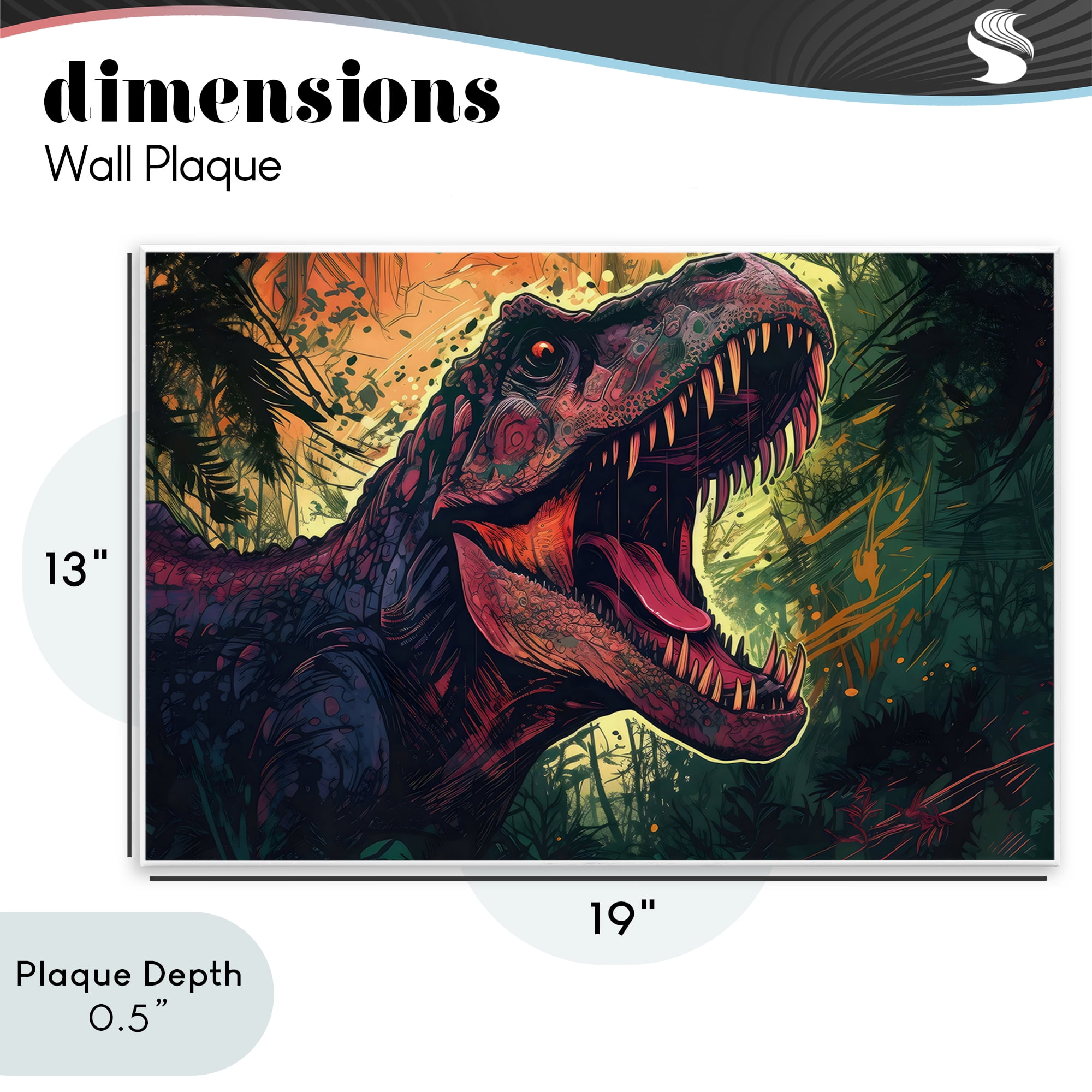 Stupell Industries Dark Roaring T-Rex Wall Plaque Art, design by Creative Studio