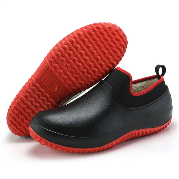 Chef Shoes Men Women Non-Slip Oil Water Resistant Safety Work Shoes Nurse Shoes Fur Lined Clogs for Food Service Kitchen Garden Hospital