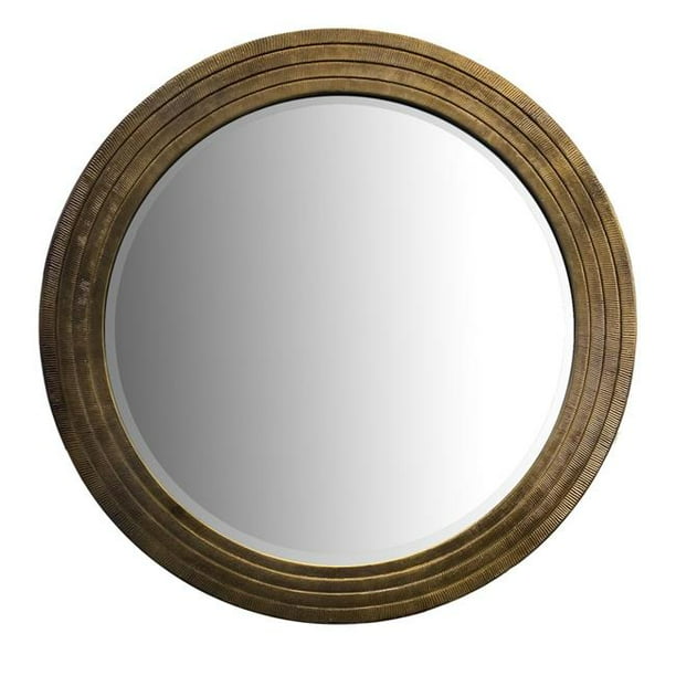 Round Layered Wooden Frame Decor Wall Mirror With Hand Carved Texture Brown Com Round Layered Wooden Frame Decor Wall, Carved Wood Frame Round Mirror