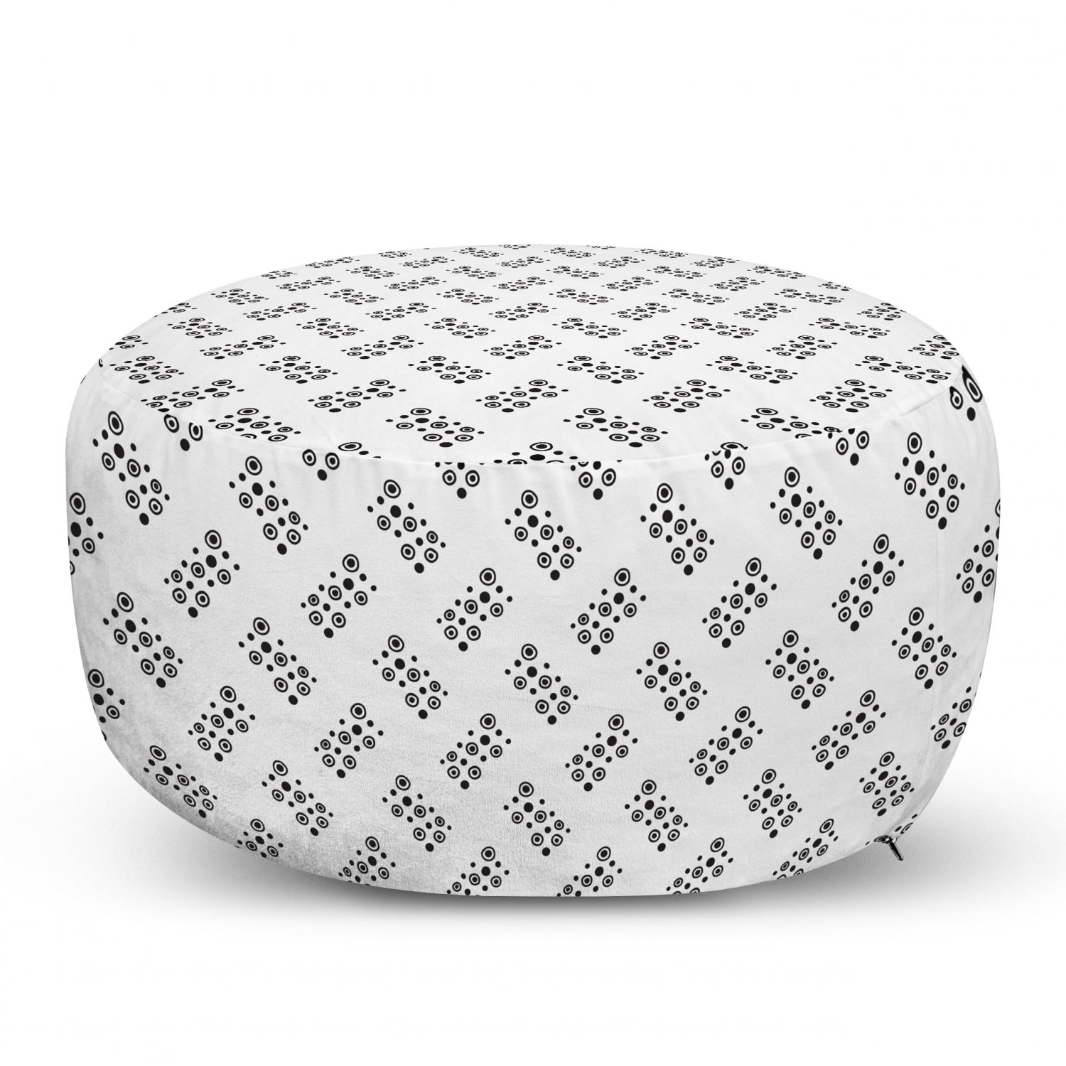 Decorative Soft Foot Rest with Removable Cover Living Room and Bedroom Charcoal Grey White Ambesonne Abstract Ottoman Pouf Boho Style Tribal Geometric Squares and Circles Triangles Contemporary