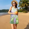 thumbnail image 3 of Yiaed Purple Butterfly On Wild Print Women's Sleeveless Dress, Loose Fit Summer Dress, Casual Sleeveless Dress for Women, 3 of 7
