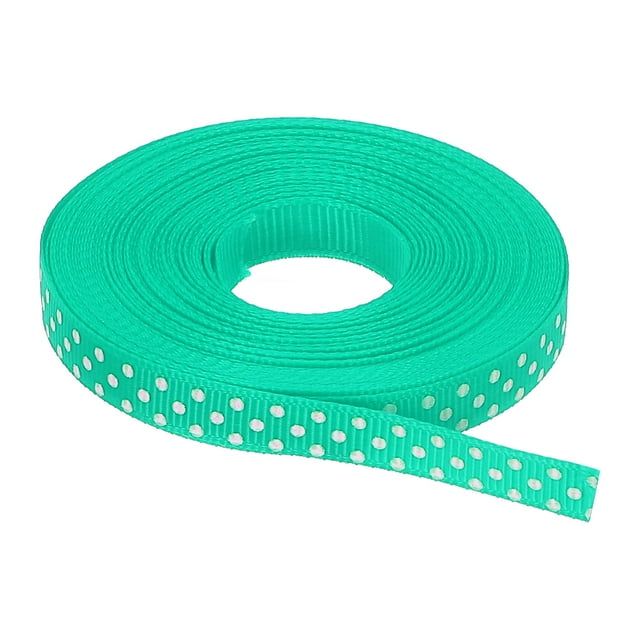 Uxcell Grosgrain Ribbons with White Dots Ribbon Bow Decoration Crafts Gift Wrapping Wedding Blue Green 10 Yards 3/8 Inch