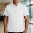 thumbnail image 7 of TKKCS Mens Jacquard Knit Polo Shirt- Regular Fit Breathable Business Casual Short Sleeve Moisture-Wicking Collared Shirts White Size XL, 7 of 7
