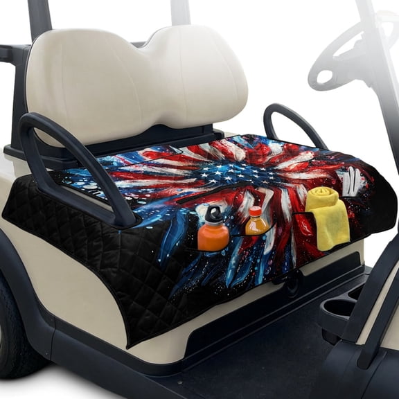 Pzuqiu American flag Golf Cart Seat Cover Washable Golf Cart Seat Covers, Dust-proof, Suitable for Outdoor, Fit for Club Car EZGO