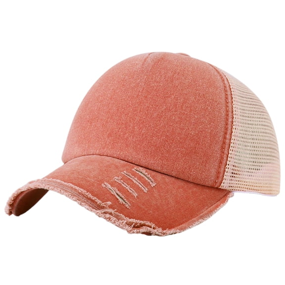 TOPTIE 5 Panel Baseball Cap Low Profile Vintage Washed Cotton Two Tone Sun Hat-Orange