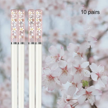 

10 Pairs Sakura Japanese Sushi Chopsticks Reusable High Temperature Resistant Non-Slip Housewarming Gift Household