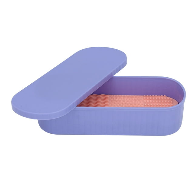 Caja De Alfombrilla Limpiadora De Brochas De Maquillaje De Silicona 3 En 1, Organizador De Herramientas De Limpieza De Brochas Cosméticas Con 8 Cepillos Para Limpieza,