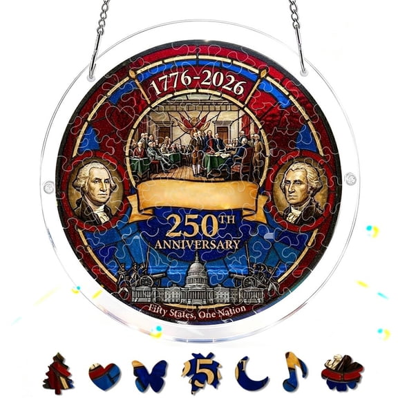 250th Anniversary Acrylic Jigsaw Puzzles Sun Catcher For Window, 4th of July Jigsaws Catcher, Patriotic Sun Acrylic Puzzles