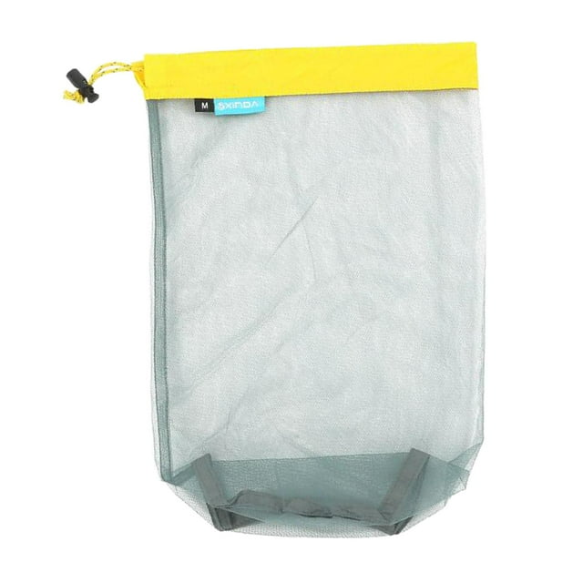 Sacs en Nylon Filet Sac de Rangement à Cordon pour Camping Voyage, Jaune comme Décrit