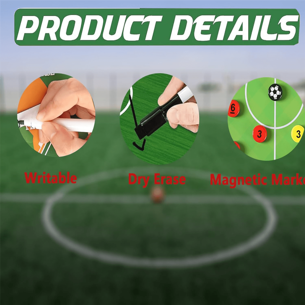 Magnetic Soccer Clipboard for ,Double-Sided Dry Erase Soccer Board for Sport Strategizing Techniques Plays