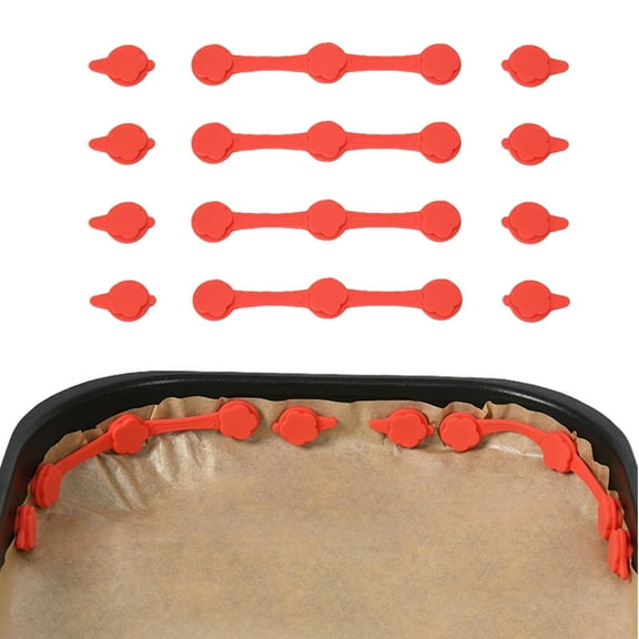 FT Hita 12pcs Air Fryer Magnet  Silicone Buckle Set Flower Shape Magnet  for Fixed Parchment High-Temperature Resistant Prevent Shifting&Burning(Red)